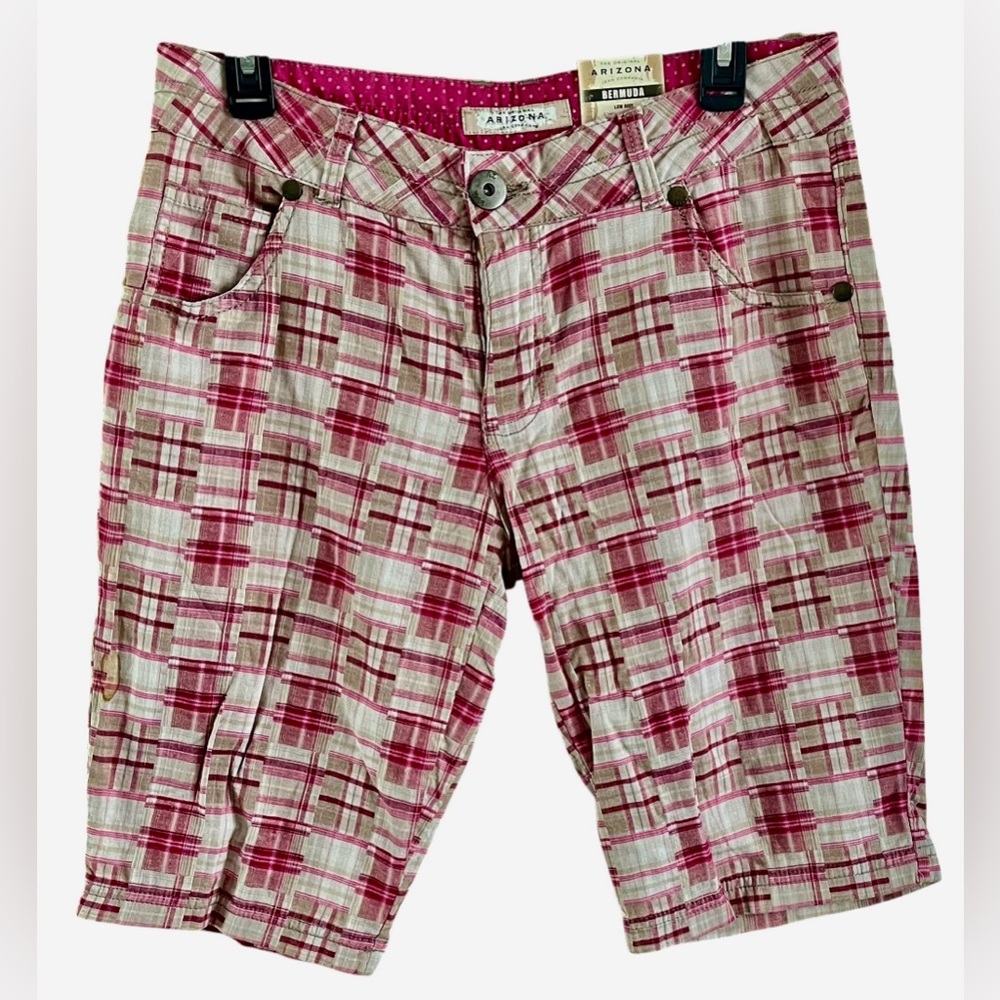 Arizona Jean Company Pink Plaid Bermudas New with Tags - Picture 1 of 7